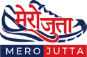 Logo of Mero Jutta with red and blue design on a white background