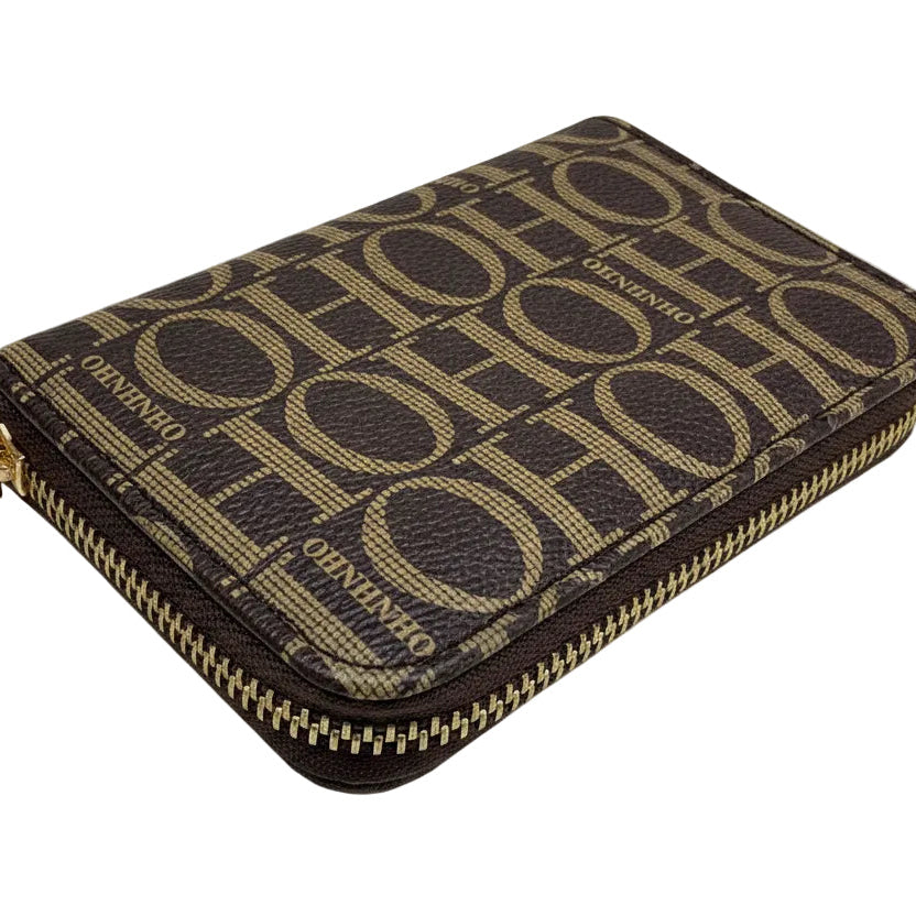 Small wallet with 'HO HO HO' pattern on a white background