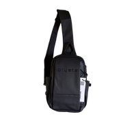 Black sling bag with 'tiye' branding on a white background