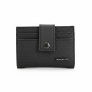 Black wallet with a metal clasp on a white background
