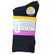 Xiao Kids Cotton Rich Fashion Socks Pack of 3 Pairs Black