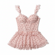 Pink Cherry Coquette Corset & Panty Set