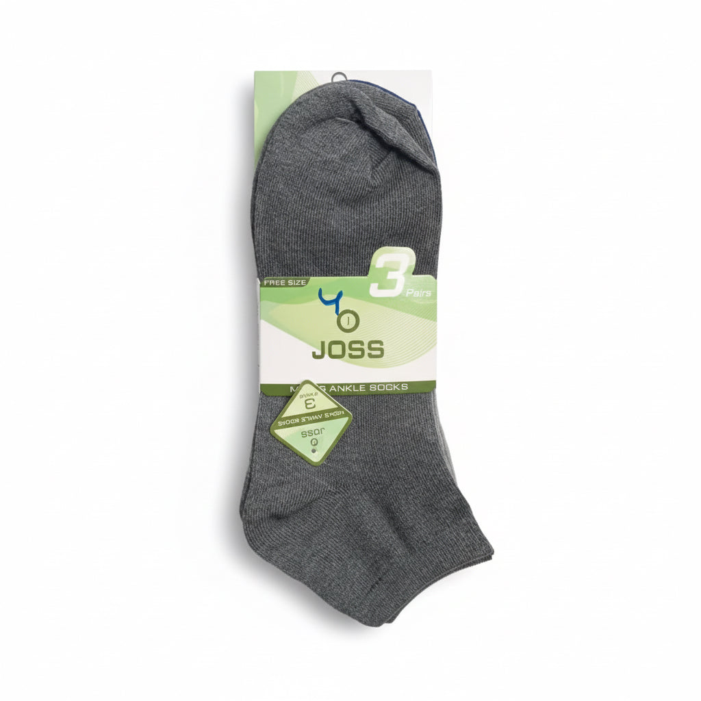 Gray ankle sock with JOSS label on a store shelf
