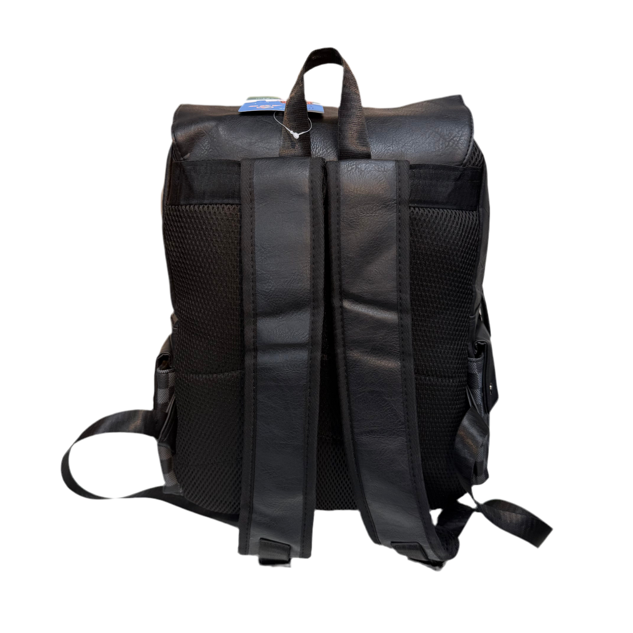 Black backpack on a white background