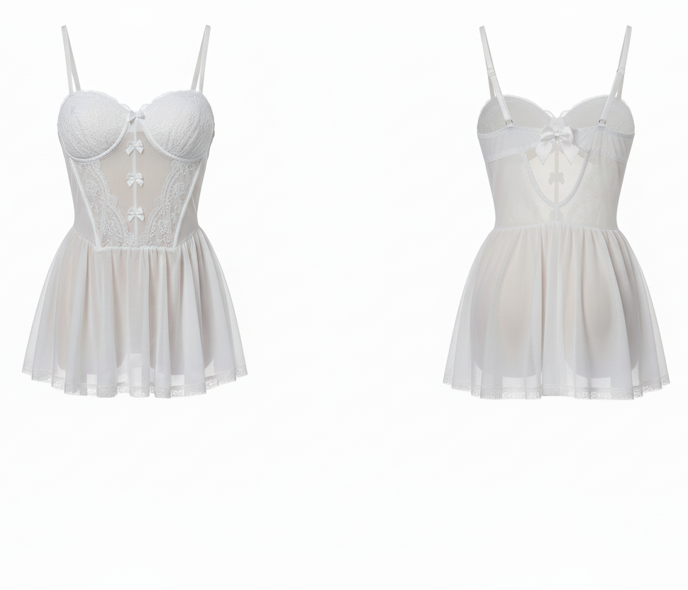 Floral Embroidery Mesh Bustier