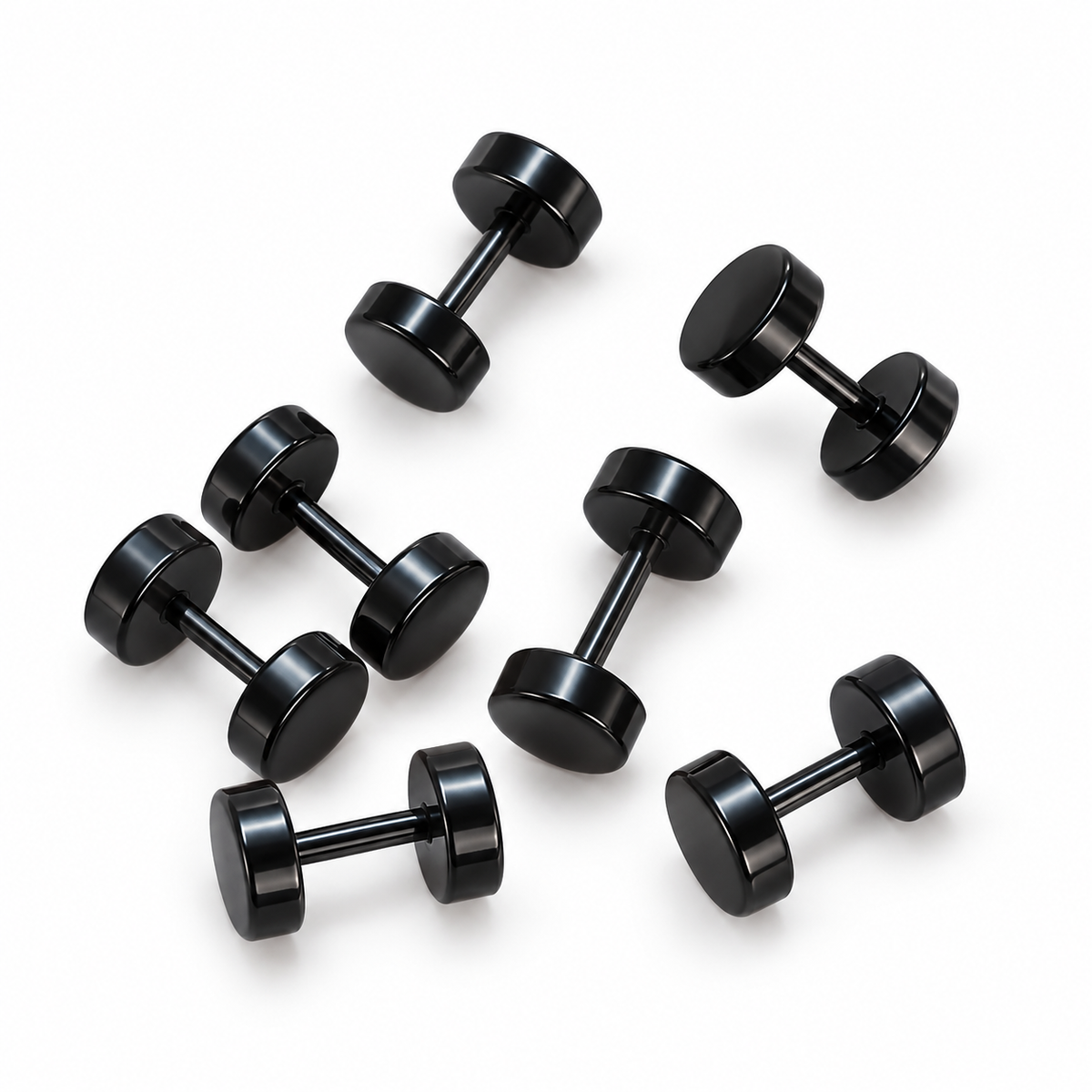 Unisex Black Round Barbell Stud Earring – Single Piece