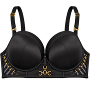 Women's Black Satin & Mesh Balconette Bra