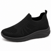 Women’s Black Knit Slip-On Sneakers – Lightweight Casual Walking Shoes