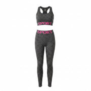 Women's Heather Grey Ribbed Workout Set | 2-Piece Sports Bra & Leggings