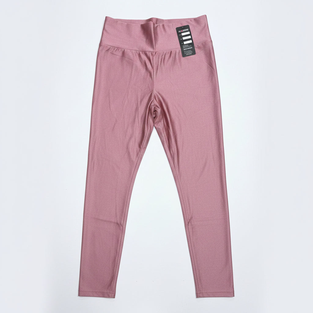 Pink leggings with a brand label on a white background