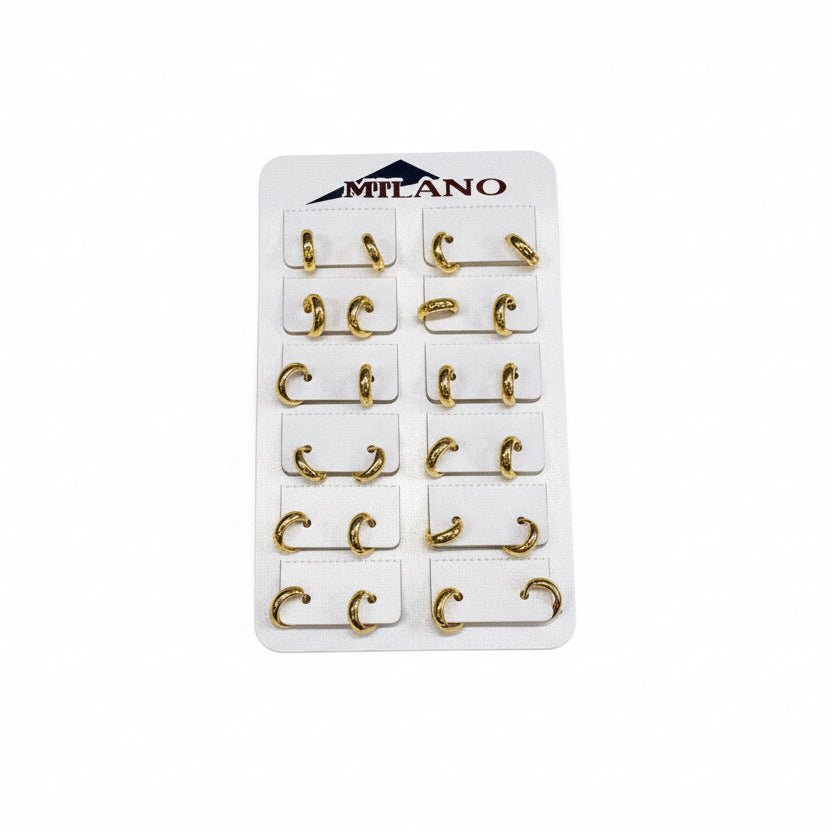 Pack of gold color earring hooks on a white card with a brand name label.