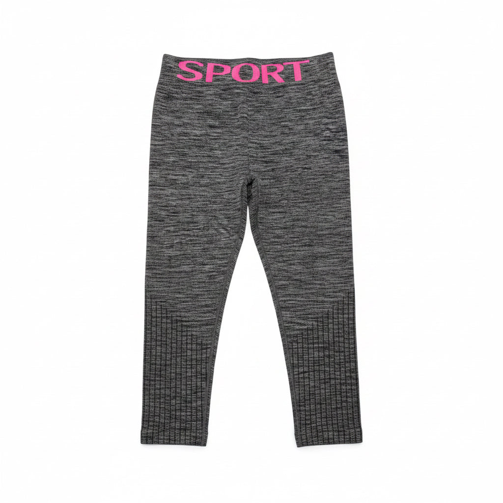 Women's Heather Grey Ribbed Workout Set | 2-Piece Sports Bra & Leggings