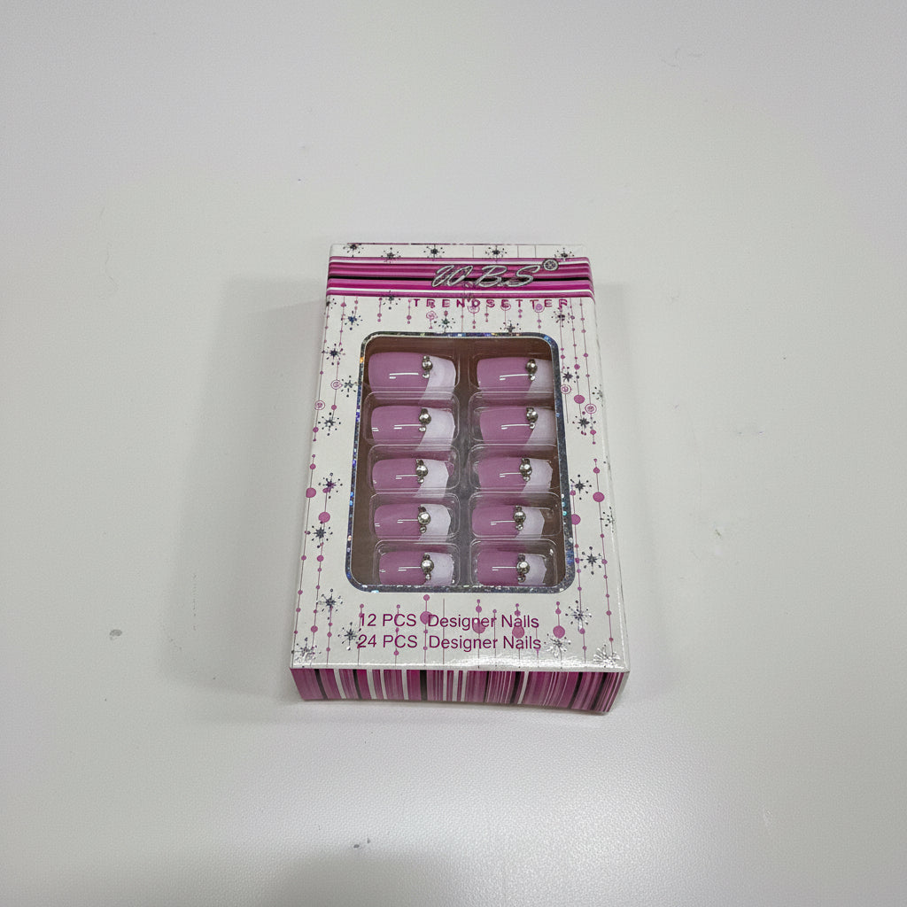 Box of pink nail with a white background