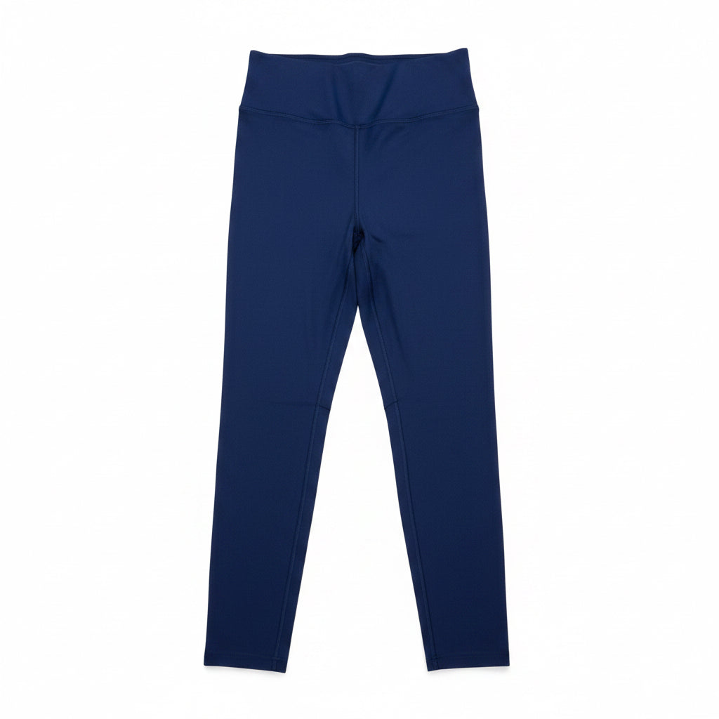 Navy blue leggings on a white background