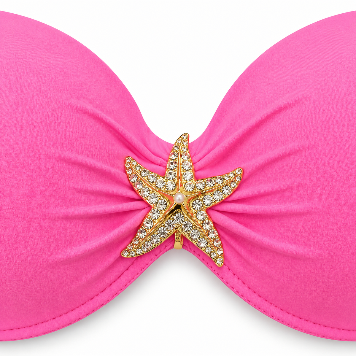 Women's Pink Halter Bikini Top with Starfish Detail