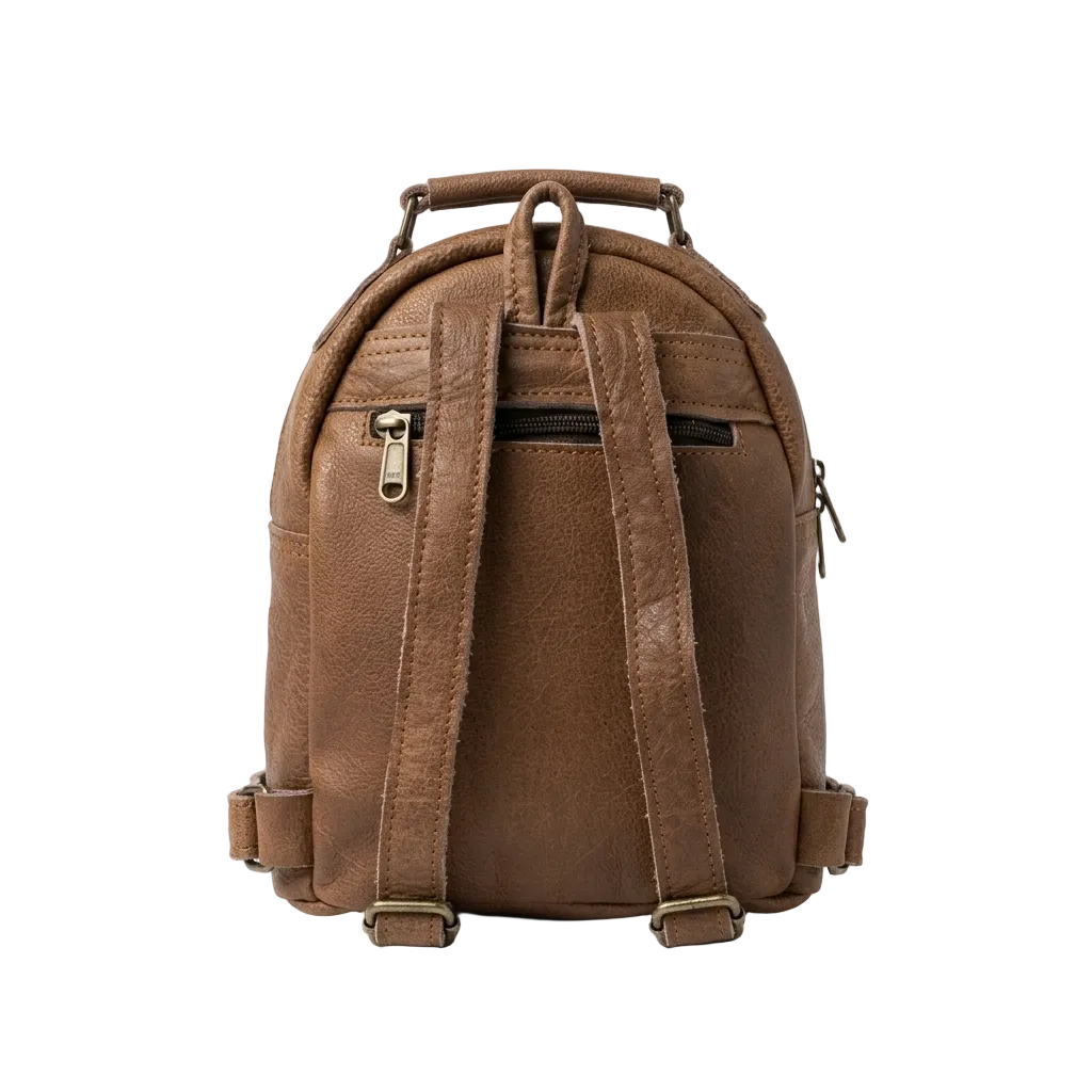 100% Authentic Buffalo Leather Backpack - Vintage Brown Handmade Bag