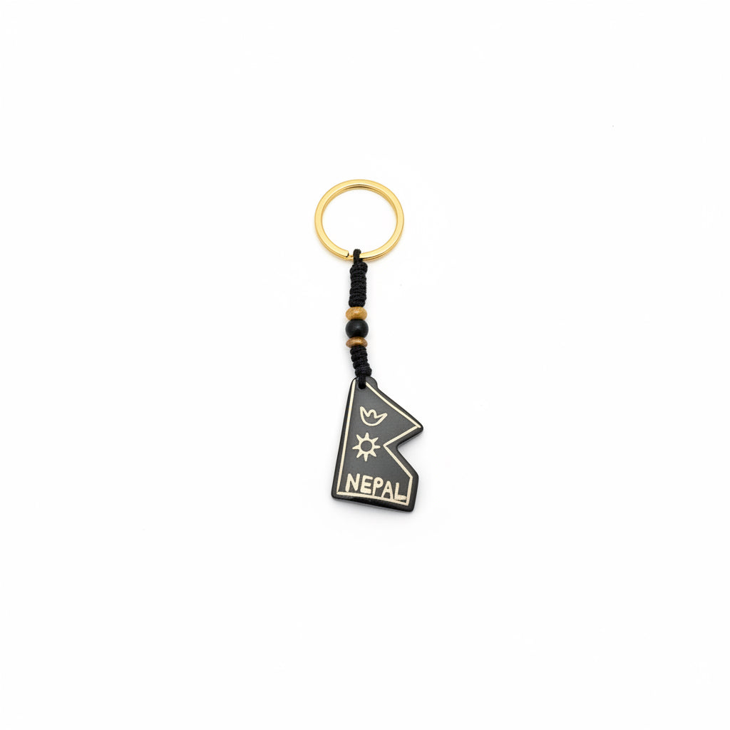 Handcrafted Yak Bone Nepal Map Keychain | Authentic Himalayan Souvenir
