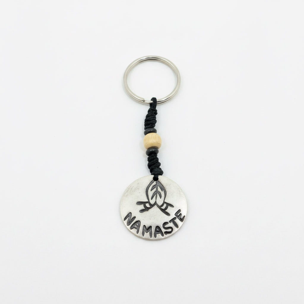 Hand-Carved Namaste Keychain | Unique Bone Accessory for Keys