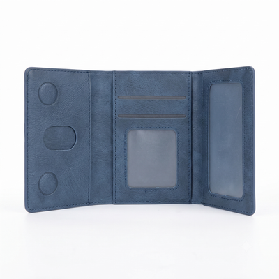 Magnetic Leather Tri Fold Card Holder Wallet
