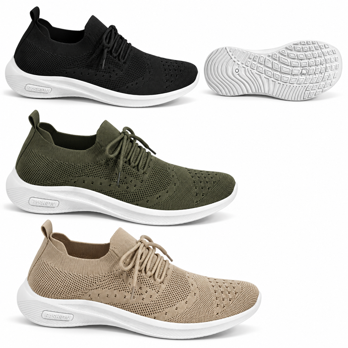 Men’s Breathable Knitted Lace-Up Casual Sneakers