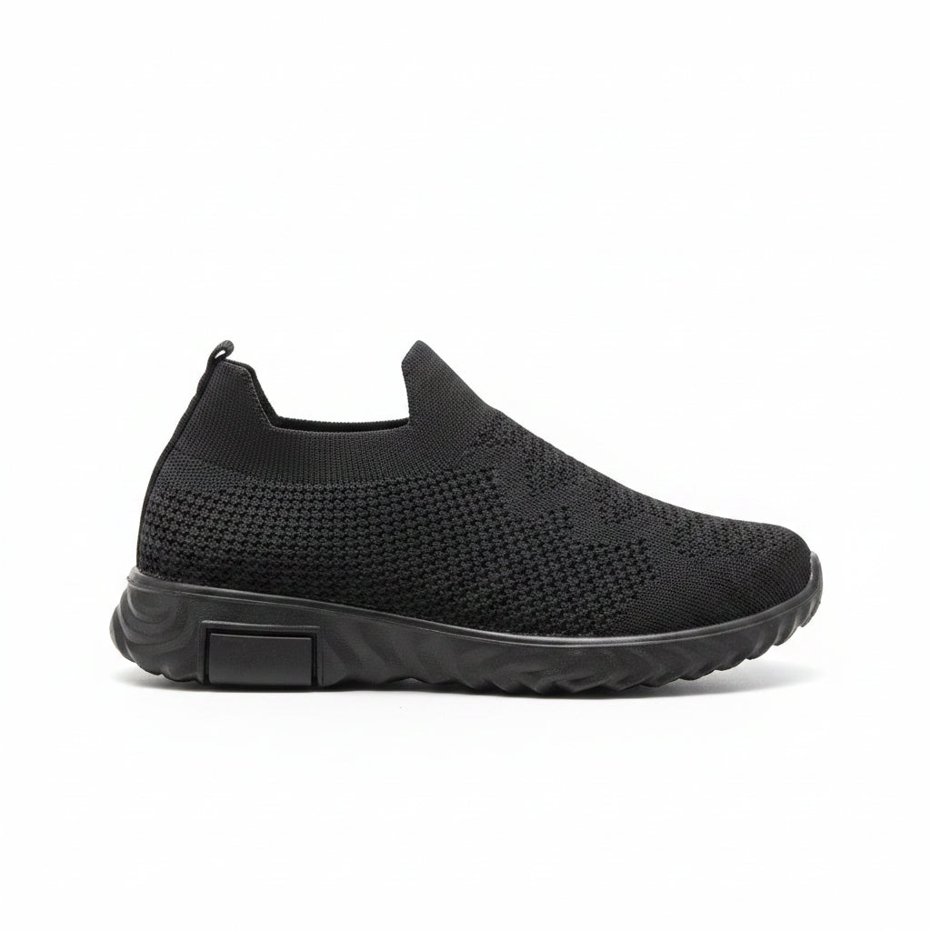 Comfortable All Black Womens Slip On Walking Shoes