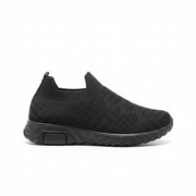 Women's Black Knit Slip-On Walking Shoes