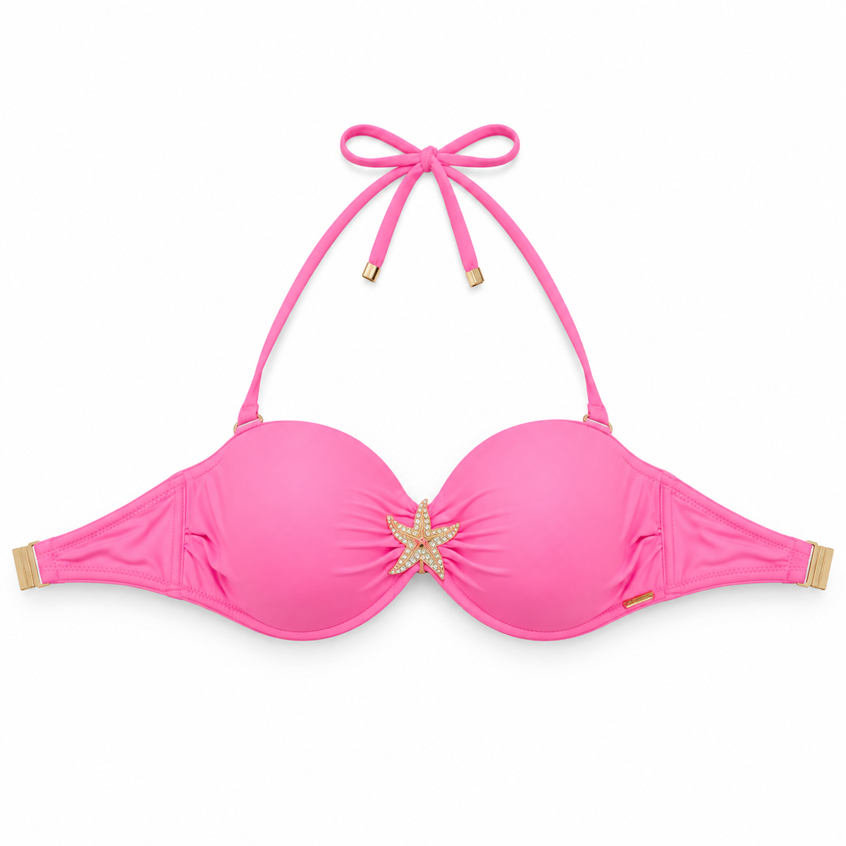 Women's Pink Halter Bikini Top with Starfish Detail