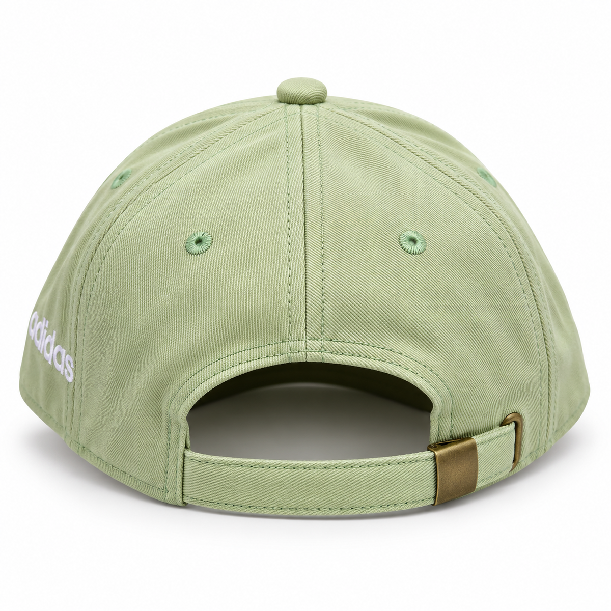 Rear view of sage green men’s casual cap with adjustable strap