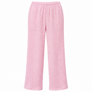Women's fairy tale pink textured wide-leg pants with elasticated waistband, front view