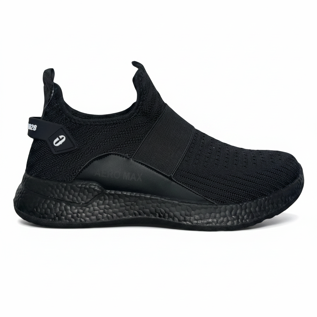 Aero Max men slip on sneakers in black color side view