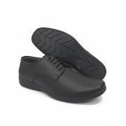 Black men’s classic lace-up formal shoes with textured upper and patterned outsole