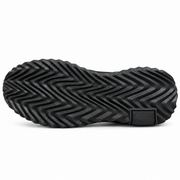 Black men’s casual sneaker outsole with directional tread pattern