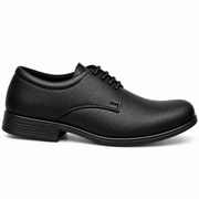 Black men’s lace-up formal shoes with textured upper and low heel