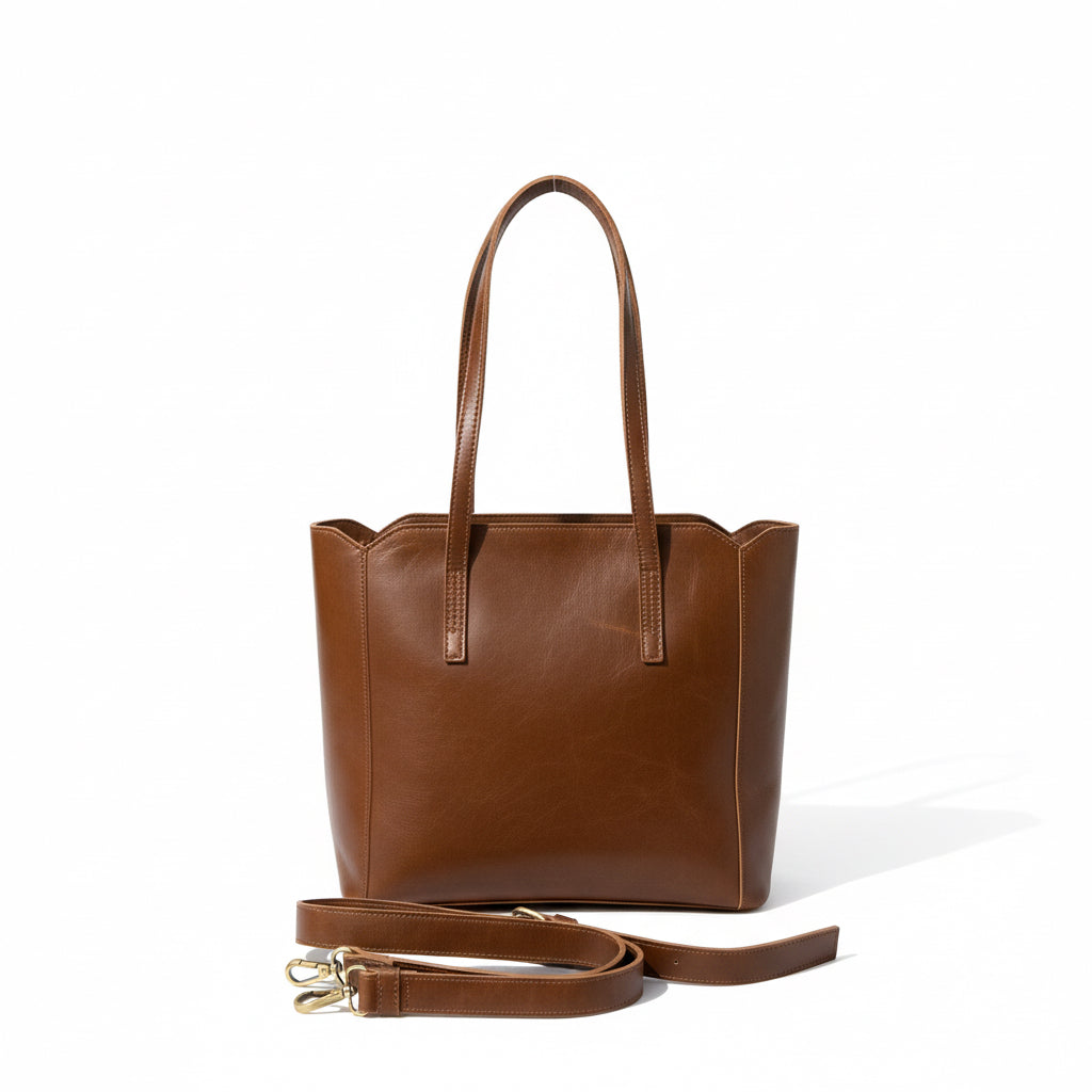 Brown leather handbag