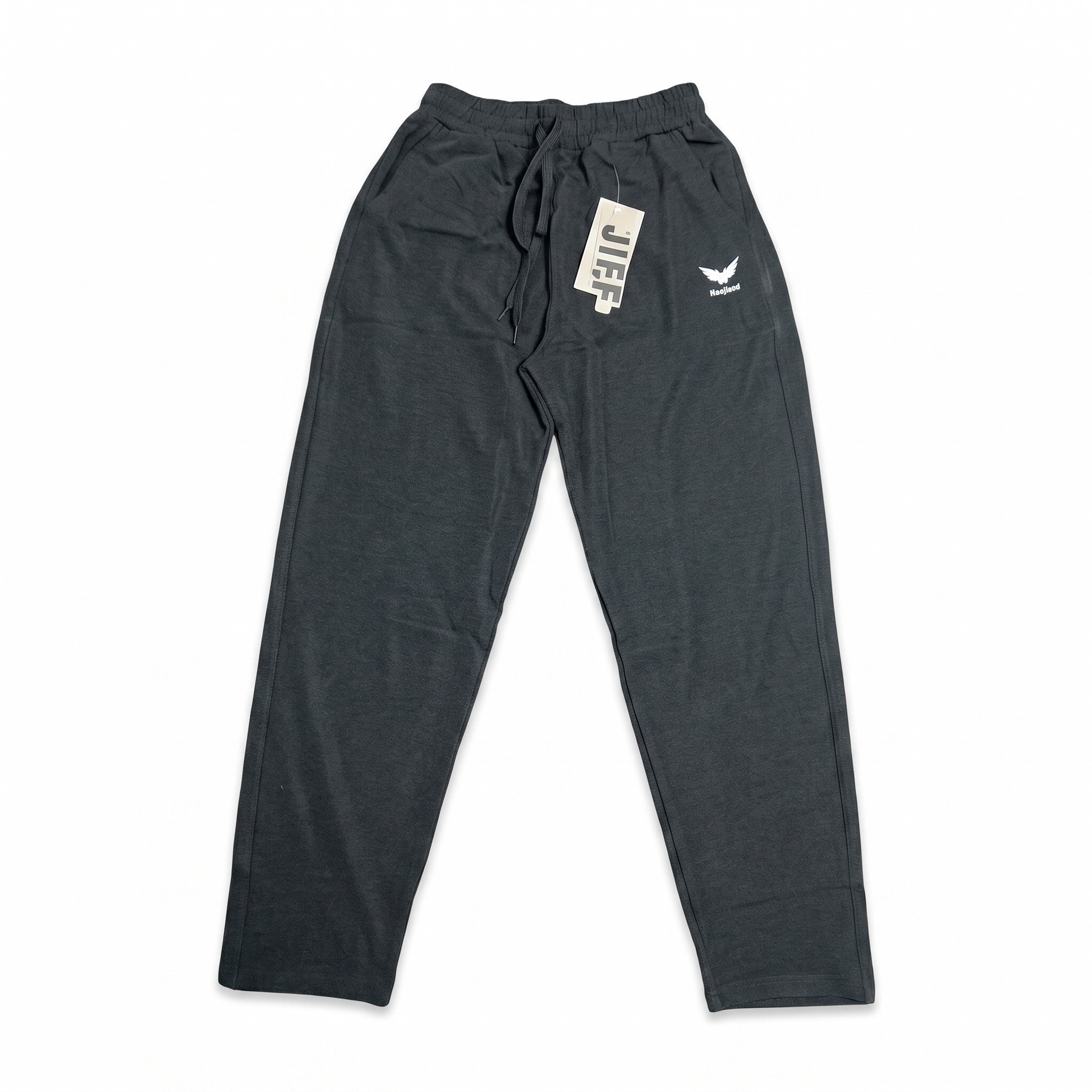 JIFF men's dark grey casual drawstring sweatpants with small logo