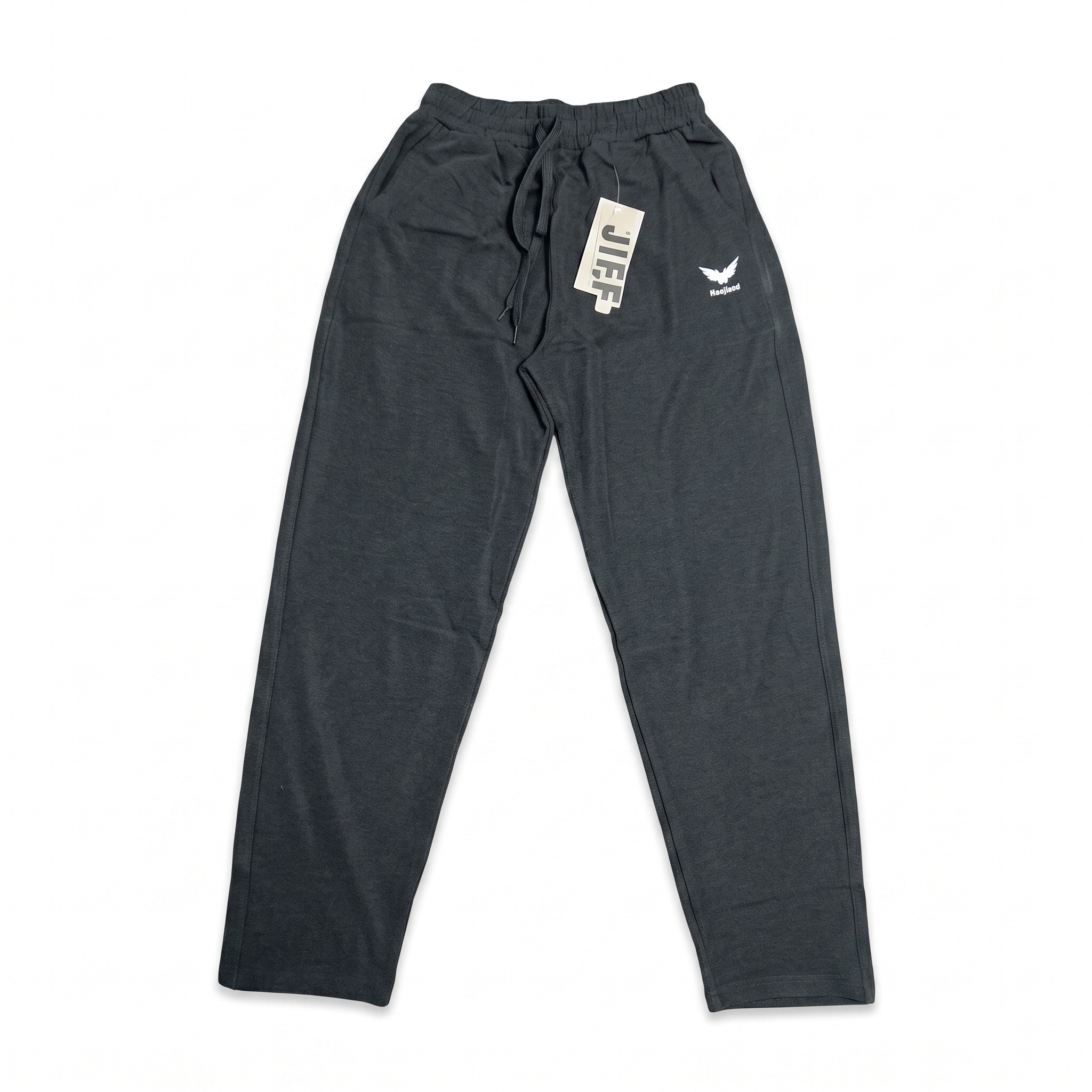 JIFF men's dark grey casual drawstring sweatpants with small logo