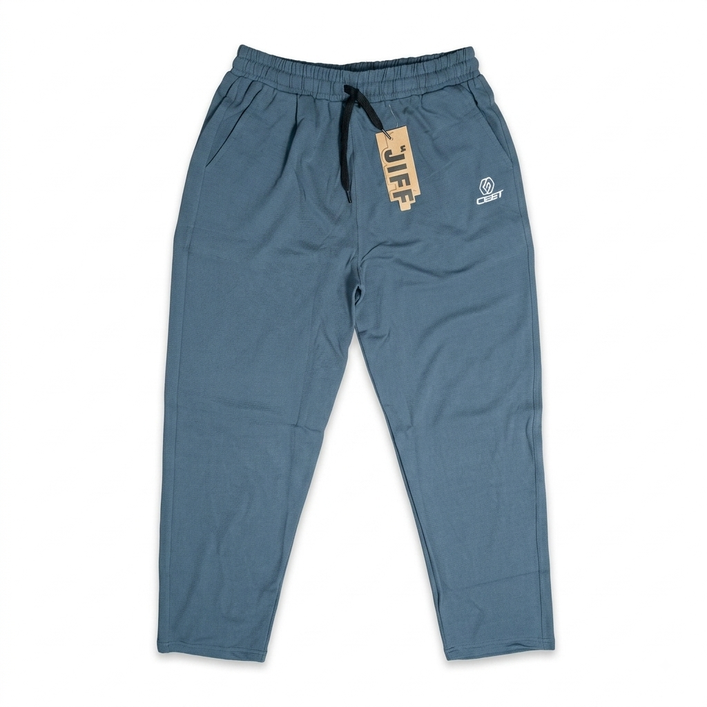 JIFF men's casual drawstring sweatpants in steel blue with adjustable drawstring