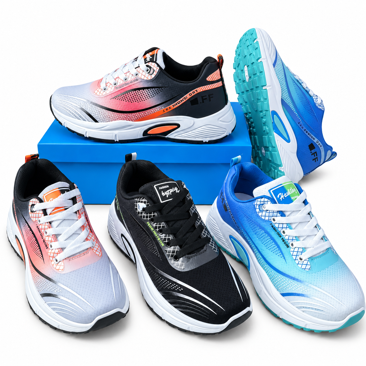 lace-up sports sneaker with white sculpted sole