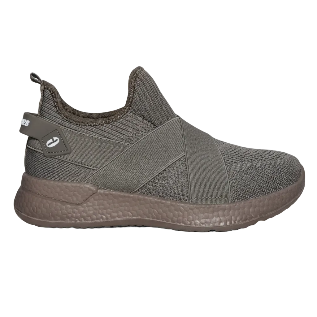 Men slip on criss cross strap sneakers in grey color side view