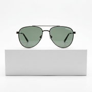 Front view of RUMANAH classic metal aviator sunglasses with tinted lenses
