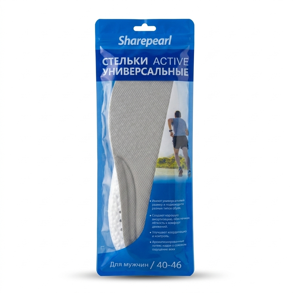 Sharepearl Men's Active Universal Shoe Insoles package size 40 to 46