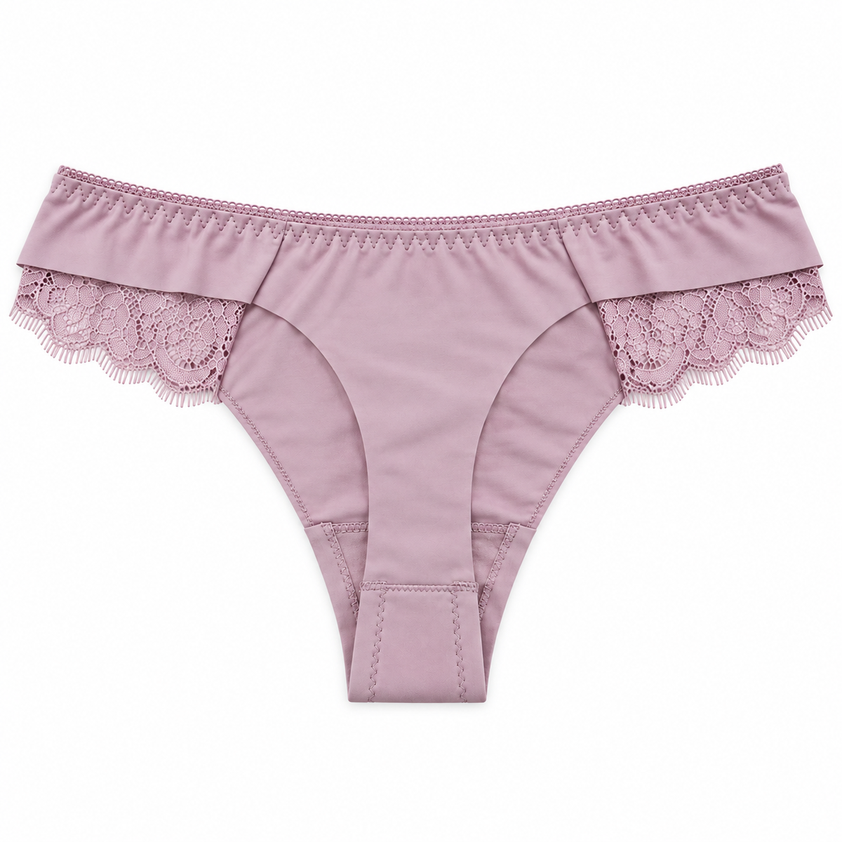 Women’s lilac lace-trim brief panty back view