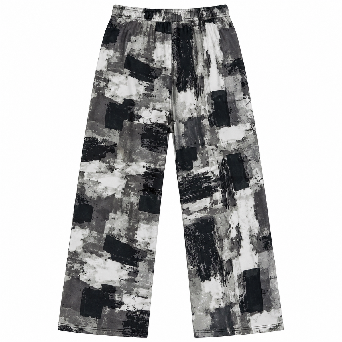 Women’s monochrome abstract print wide-leg pants back view